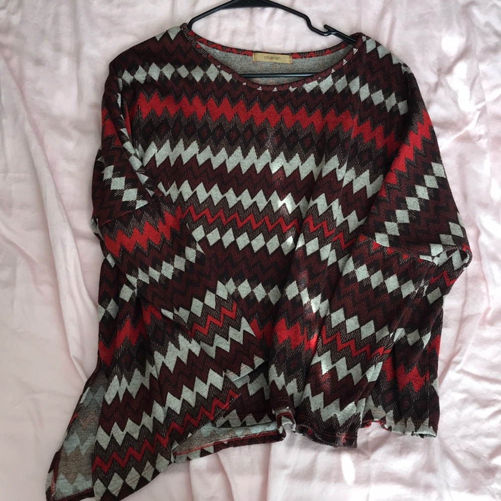 asymmetrical patterned sweater